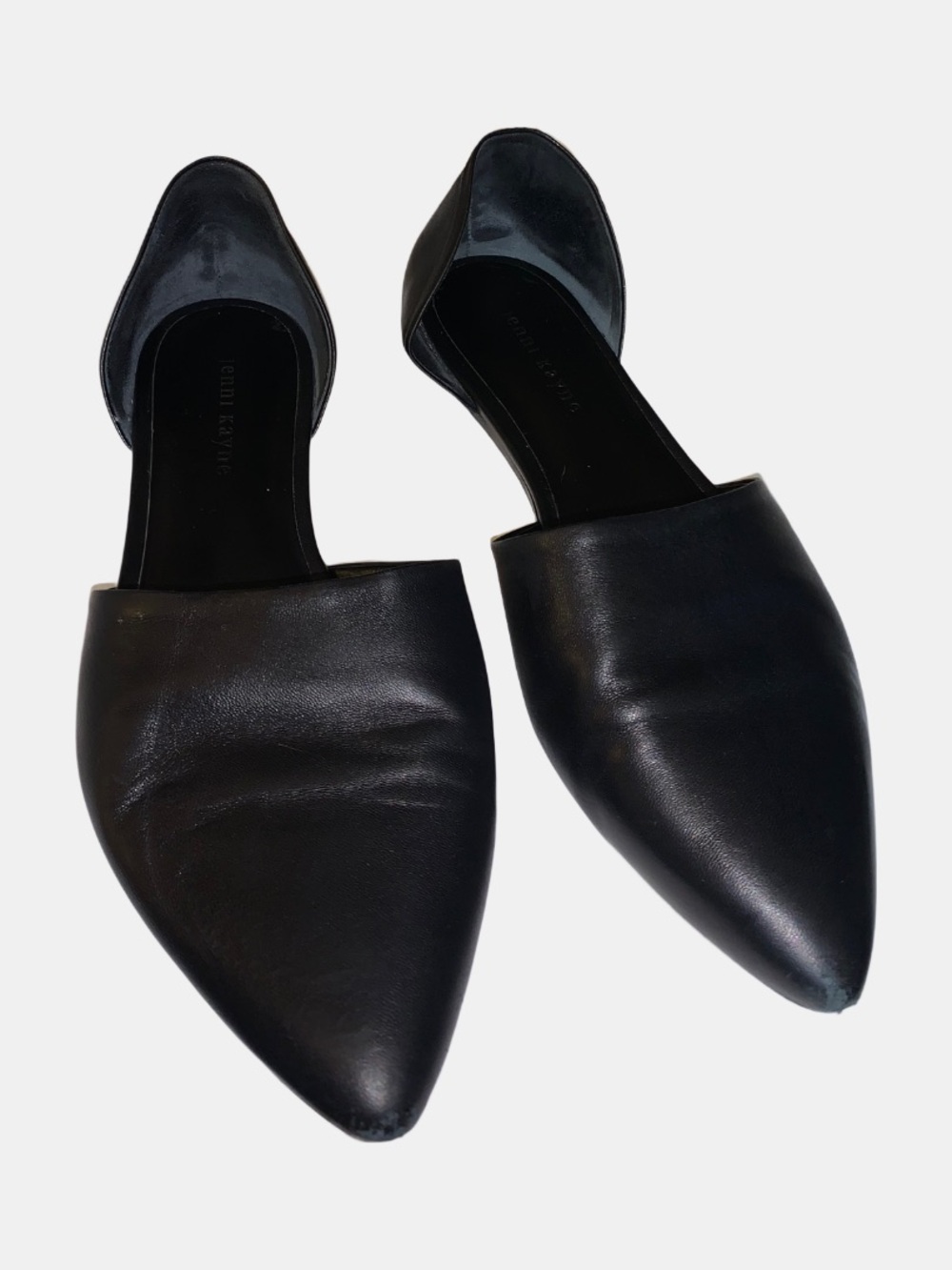 Jenni Kayne Black Pointed D'Orsay Leather Flats